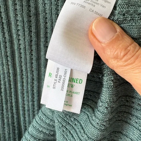 J. Crew Scalloped- Edge Pointelle Green Wool Sweater - Picture 7 of 10